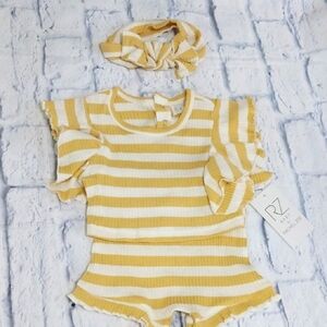 NWT Rachel &  Zoe Shorts Top & Headband Striped Sz 18M